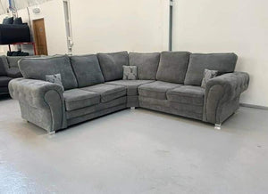 Vegas Chesterfield Full Back 5 Seater Corner Sofa Nepal Grey