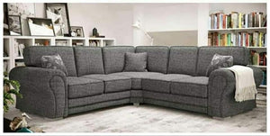 Newton Full Back Fabric Double 5 Seater Corner Sofa in Grey