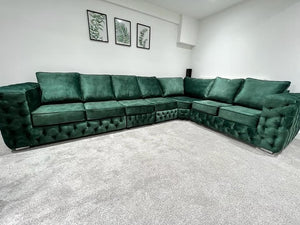 Ashton Green Sofa Plush Chesterfield 7 Seater Left Or Right Corner Sofas