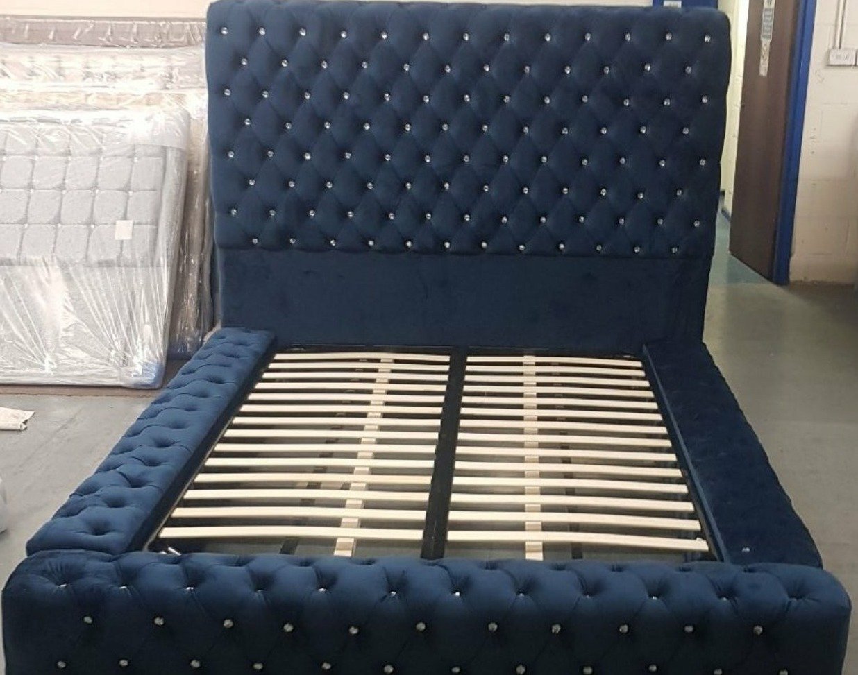 New Chesterfield Ottoman Ambassador Beds Frame Plush Velvet All Sizes ...