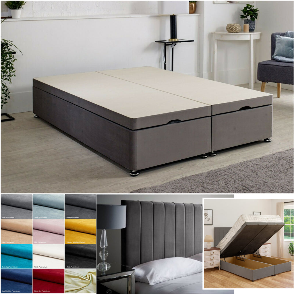 New Ottoman End Gas Lift Big Storage Divan Base, Tall Luxury Headboard